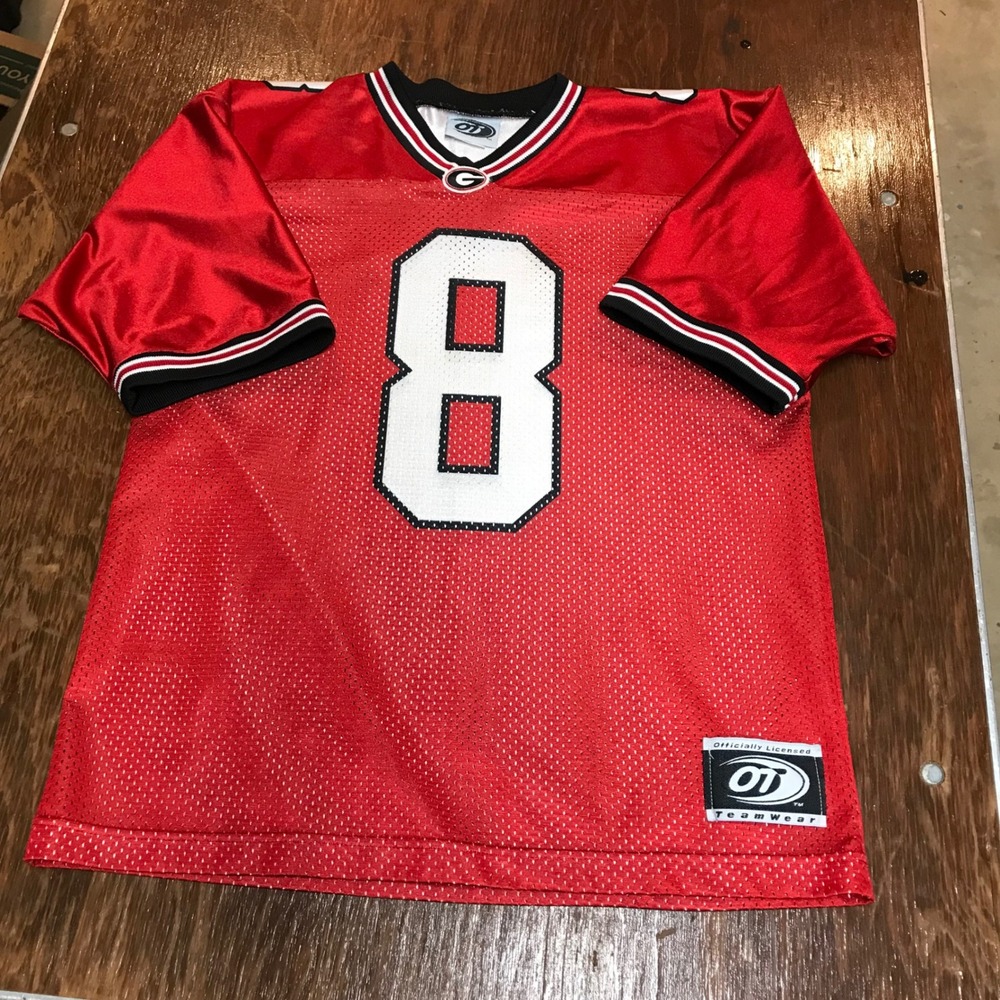 OT Sports‎ Georgia Bulldogs Youth Football Jersey Red Mesh Number 8 Kids XXL